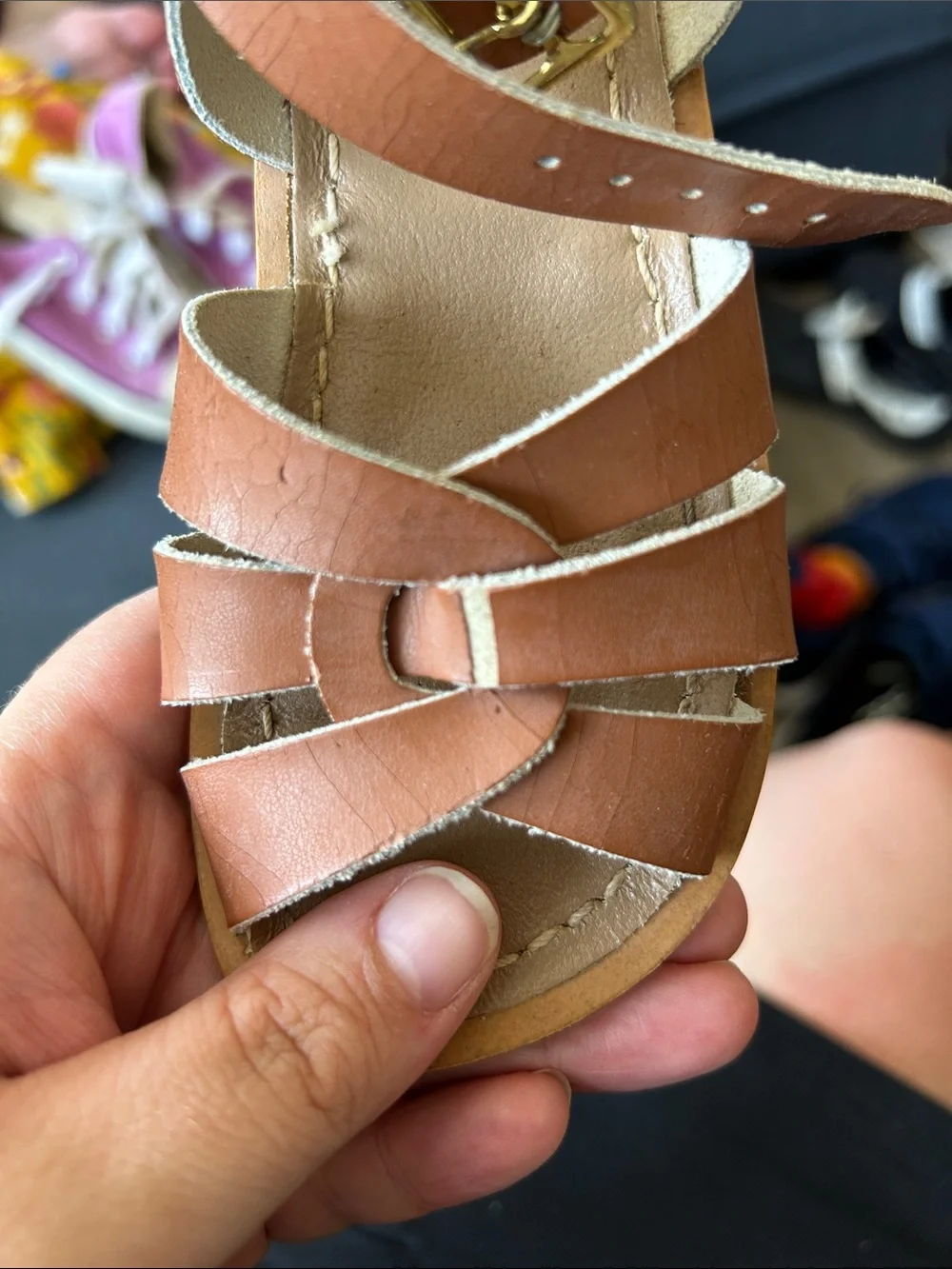 Salt Water Sandals by Hoy Tan Leather Strappy Kids Sandal